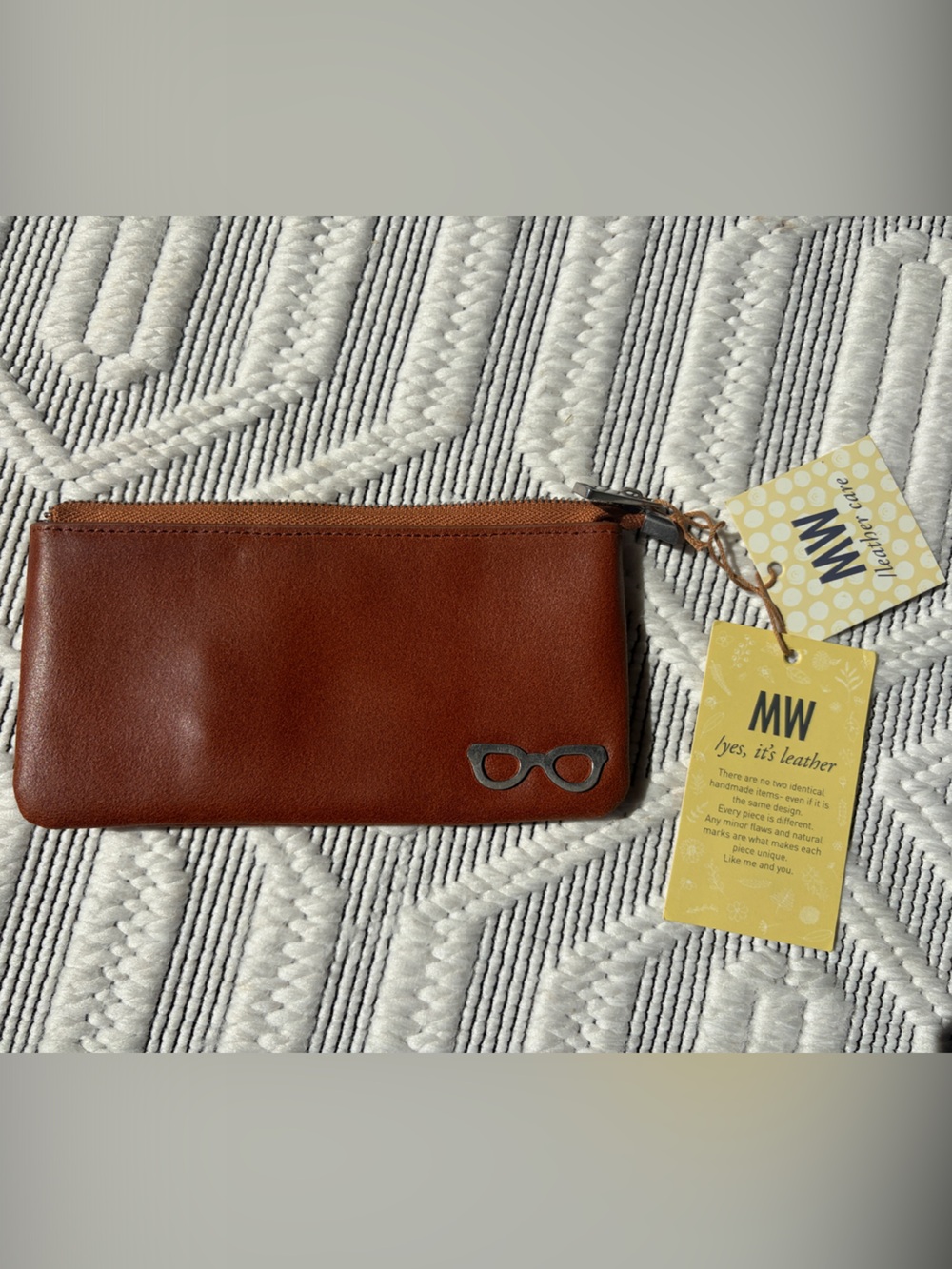 MW Leather Brown Zip Wristlet Wallet